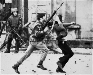 British troops in action in Derry in January 1972