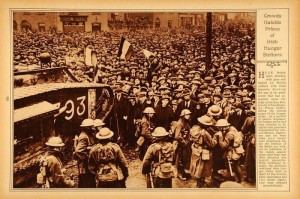 British Army troops keep crowds back from Mountjoy during the executions, march 14 1921.