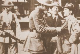 British troops search suspects in Dublin, 1921.