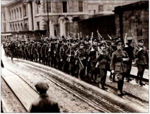 British troops depart from Dublin's North Wall in December 1922.