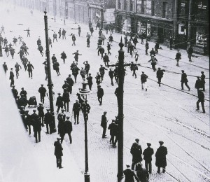 A street riot in in Belfast, 1920. 