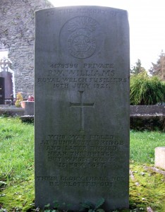 The Commonwealth War Graves Commission Memorial to Private R.W. Williams in Bunratty Graveyard.