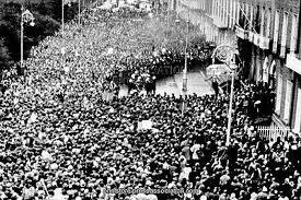 Hostile crowds surround the British embassy in Dublin in 1972.