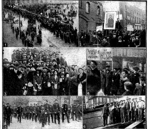 From Christopher Lee's article on the Lockout in north County Dublin:The swords strikers demonstrate in Dublin in 1913. The banner, middle right says, 'unity is strength'.