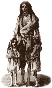A depiction of a mother and children at Skibbereen during the famine.