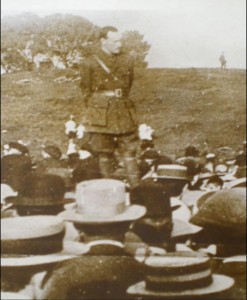 Patrick Pearse addressing a meeting of Volunteers. He addressed the meeting in Limerick January 1914. (Courtesy of the Irish Volunteer website).