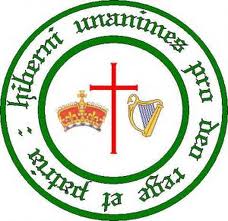 The Confederate Catholic crest, it reads; Irishmen united for God King and Country.
