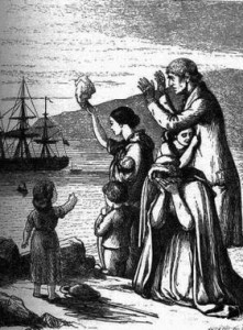 A 19th century depiction of emigration from Ireland.
