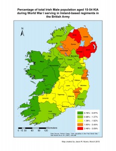 Pct 1911 pop killed in Irish regiments