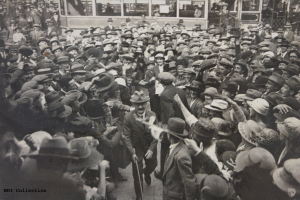 Arthur Griffith at his moment of victory,the announcement of the truce at the Mansion House in 1921.