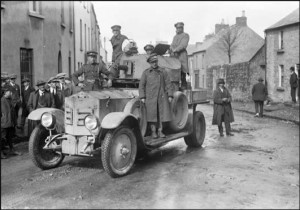 Free State troops in an armoured car in Sligo. The 'mine' was the only effective republican response.