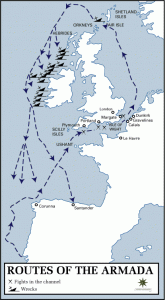 The route of the Armada, (Map, Wikipedia)