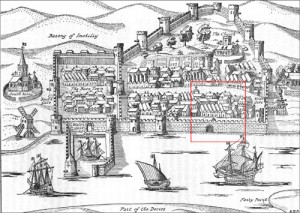 A map of Youghal, sacked by the Geraldines in 1579.