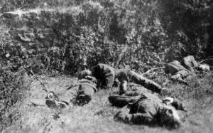 The bodies of the soldiers shot at Ellis Quarry