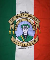 A flag from 1917 featuring Eamon de Valera.