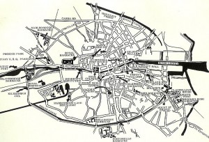 Map of the Dublin during the Rising. The South Dublin Union is on the left.