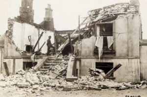 The house of MA Corrigan, Cief Stat Solicitor, at Rathmines, blown up by anti-Treaty forces in January 1923. 
