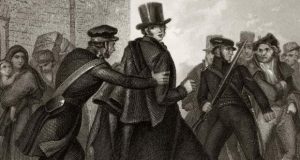 William Smith O’Brien being led away by police after the 1848 rising. Source: Hulton Archive
